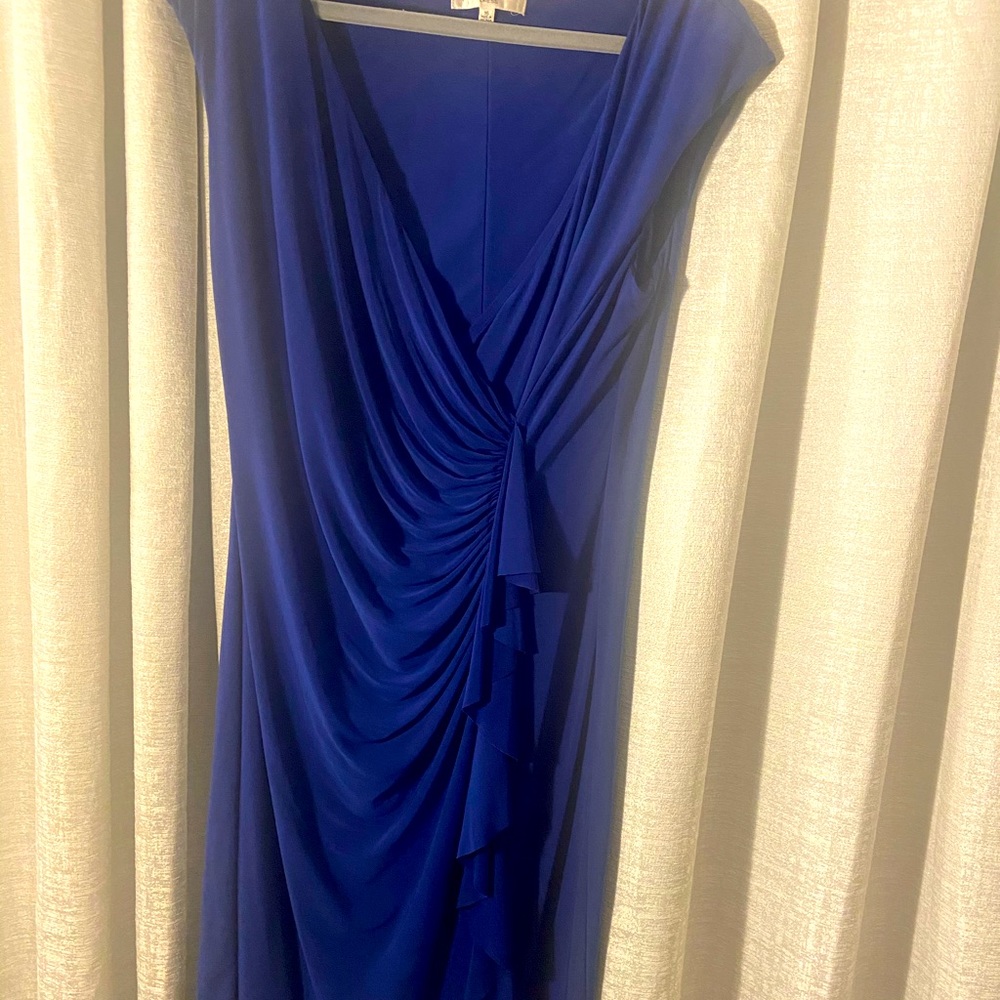 Mid-length faux wrap dress with drapping